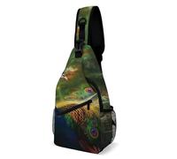 Sling Backpack Fashion Chest Bag Creative Colorful Peacock Printing Crossbody Backpacks for Men Women, style, 38x20cm, Full Printed Chest Bag