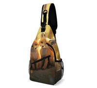 Sling Backpack Fashion Chest Bag Creative Cute Foxes Printing Crossbody Backpacks for Men Women, style, 38x20cm, Full Printed Chest Bag