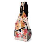 Sling Backpack Fashion Chest Bag Creative Dog Florals Printing Crossbody Backpacks for Men Women, style, 38x20cm, Full Printed Chest Bag
