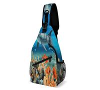 Sling Backpack Fashion Chest Bag Creative Dolphins Blue Printing Crossbody Backpacks for Men Women, style, 38x20cm, Full Printed Chest Bag