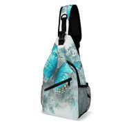 Sling Backpack Fashion Chest Bag Creative Light Blue Butterfly Printing Crossbody Backpacks for Men Women, style, 38x20cm, Full Printed Chest Bag