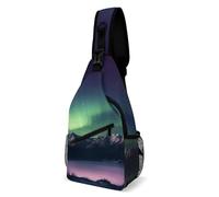 Sling Backpack Fashion Chest Bag Creative Northern Night Printing Crossbody Backpacks for Men Women, style, 38x20cm, Full Printed Chest Bag