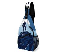 Sling Backpack Fashion Chest Bag Creative People on Top of Mountain Printing Crossbody Backpacks for Men Women, style, 38x20cm, Full Printed Chest Bag