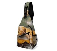 Sling Backpack Fashion Chest Bag Creative Snail in Leaves Printing Crossbody Backpacks for Men Women, style, 38x20cm, Full Printed Chest Bag
