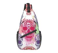 Sling Backpack, for Day of The Dead Skull, Multipurpose Crossbody Shoulder Bag Travel Hiking Daypack Anti-Theft Rucksack