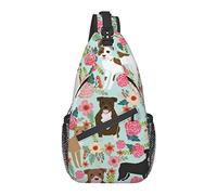 Sling Backpack, for Floral Pitbull, Multipurpose Crossbody Shoulder Bag Travel Hiking Daypack Anti-Theft Rucksack