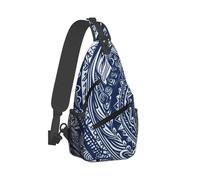Sling Backpack for Men Women Crossbody Sling Bag san francisco Chest Bag Daypack Fanny Pack for Outdoors Hiking, Blue Polynesian Maori Tribal Pattern, One Size