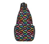 Sling Backpack, for Retro Dogs Dachshund, Multipurpose Crossbody Shoulder Bag Travel Hiking Daypack Anti-Theft Rucksack