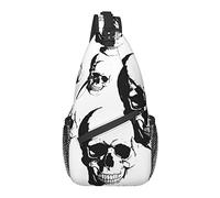 Sling Backpack, for Sugar Skulls Black and White, Multipurpose Crossbody Shoulder Bag Travel Hiking Daypack Anti-Theft Rucksack