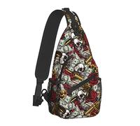 Sling Backpack for Women Men,Travel Hiking Daypack Money and Mafia Colorful Seamless Pattern Crossbody Shoulder Bag Casual Sling Bags Outdoor