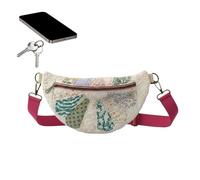 Sling Bag - 34x14cm Polyester Bohemian Quilted, Handmade Vintage Purse, Adjustable Strap Storage Tote | Lightweight for Daily Hiking Camping Travel, Unisex