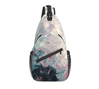 Sling Bag Abstract Oil Painting Marble Pastel Hiking Daypack Crossbody Shoulder Backpack Travel Chest Pack for Men Women