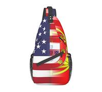 Sling Bag American Flag And Portuguese Flag Gym Bags Lightweight Funny Small Sling Bag, For Cycling, Shopping, Sports