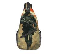 Sling Bag American Soldier Warrior Sling Backpack Adjustable Crossover Cross Bag Durable Classic For Workout Cycling 9X19X39Cm