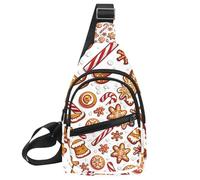Sling Bag Backpack Crossbody Chest Bag Daypack for Hiking Travel(Christmas Ginger Bread Cookies Candy Canes and Snow Flakes 3)