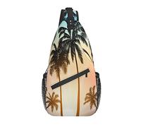 Sling Bag Beach Palm Tree Sunset Coconut Hiking Daypack Crossbody Shoulder Backpack Travel Chest Pack for Men Women