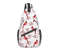Sling Bag Bird Pattern of Cardinal Winter Berry Hiking Daypack Crossbody Shoulder Backpack Travel Chest Pack for Men Women
