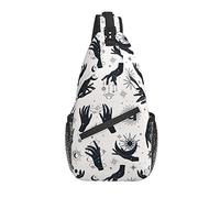 Sling Bag Black and White Tarot Magic Mystic Moon Hand Hiking Daypack Crossbody Shoulder Backpack Travel Chest Pack for Men Women