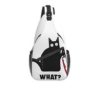 Sling Bag Black Cat and Knife Funny Hiking Daypack Crossbody Shoulder Backpack Travel Chest Pack for Men Women