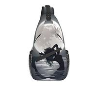 Sling Bag Black Moon Mermaid Sea Hiking Daypack Crossbody Shoulder Backpack Travel Chest Pack for Men Women