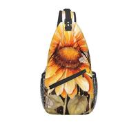 Sling Bag Blackboard Bees Sunflowers Crossbody Backpack Funny Waterproof Sling Backpack, For Outdoor, Cycling, Running, Shopping, Travel