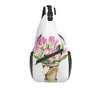 Sling Bag Bloom Tulip Flower Rustic Hiking Daypack Crossbody Shoulder Backpack Travel Chest Pack for Men Women