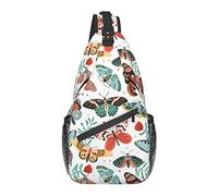 Sling Bag Boho Butterfly Flower Hiking Daypack Crossbody Shoulder Backpack Travel Chest Pack for Men Women