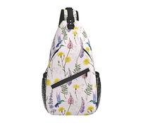 Sling Bag Botanical Flower Hummingbird Spring Floral Hiking Daypack Crossbody Shoulder Backpack Travel Chest Pack for Men Women