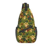 Sling Bag Camo Dog Paw Camouflage Hiking Daypack Crossbody Shoulder Backpack Travel Chest Pack for Men Women