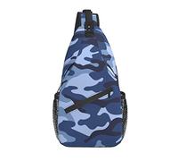Sling Bag Camo Navy Blue Camouflage Hiking Daypack Crossbody Shoulder Backpack Travel Chest Pack for Men Women