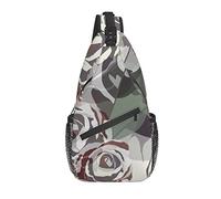 Sling Bag Camo Rose Abstract Flower Hiking Daypack Crossbody Shoulder Backpack Travel Chest Pack for Men Women