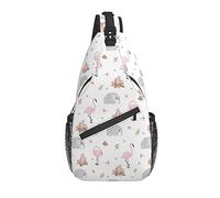 Sling Bag Childish Boho Elephant Flamingo Tropical Hiking Daypack Crossbody Shoulder Backpack Travel Chest Pack for Men Women