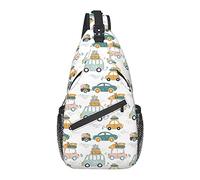 Sling Bag Childish Car City Transport Trip Hiking Daypack Crossbody Shoulder Backpack Travel Chest Pack for Men Women