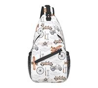Sling Bag Childish Car Plane Retro Hiking Daypack Crossbody Shoulder Backpack Travel Chest Pack for Men Women