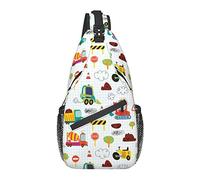 Sling Bag Childish Car Truck Excavator Transport Hiking Daypack Crossbody Shoulder Backpack Travel Chest Pack for Men Women