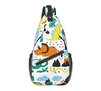 Sling Bag Childish Dinosaur Boho Tree Hiking Daypack Crossbody Shoulder Backpack Travel Chest Pack for Men Women