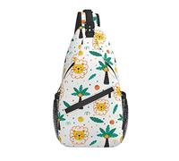 Sling Bag Childish Lion Palm Tree Hiking Daypack Crossbody Shoulder Backpack Travel Chest Pack for Men Women