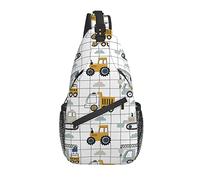 Sling Bag Childish Truck Plaid Car Hiking Daypack Crossbody Shoulder Backpack Travel Chest Pack for Men Women