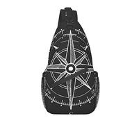 Sling Bag Compass Black Navigation Hiking Daypack Crossbody Shoulder Backpack Travel Chest Pack for Men Women
