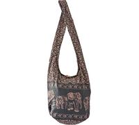 SLING Bag COTTON 40 PRINTs Men or Women CROSSBODY bag LARGE BOHO hippie hobo handbag (Grey Beige Elephant)