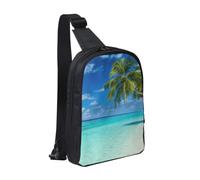 Sling Bag Cross Body Chest Bag Double Layer Shoulder Bag for Men Women | White Swans With Pink Floral Tree Printed Shoulder Backpack Man Bag For Travel Hiking Running Cycling