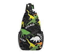 Sling Bag Dinosaur Hand Drawn Black Green Fashion Hiking Daypack Crossbody Shoulder Backpack Travel Chest Pack for Men Women