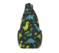 Sling Bag Dinosaur Palm Leaf Hiking Daypack Crossbody Shoulder Backpack Travel Chest Pack for Men Women