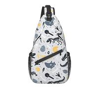 Sling Bag Dinosaur Skeleton Childish T-Rex Gray Hiking Daypack Crossbody Shoulder Backpack Travel Chest Pack for Men Women
