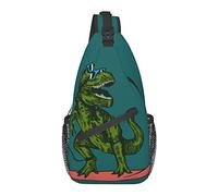 Sling Bag Dinosaur T-Rex Green Hiking Daypack Crossbody Shoulder Backpack Travel Chest Pack for Men Women