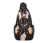 Sling Bag Dreamcatcher Boho Feather Magic Hiking Daypack Crossbody Shoulder Backpack Travel Chest Pack for Men Women