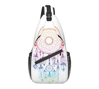 Sling Bag Dreamcatcher Light Boho Feather Hiking Daypack Crossbody Shoulder Backpack Travel Chest Pack for Men Women