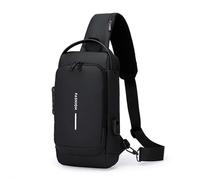Sling Bag for Men, Anti-Theft Crossbody Bag, USB Charging Sport Sling Bag, Password Set, Large Capacity, Ideal for Work, Shopping, Business Trips, Daily Life (Black)