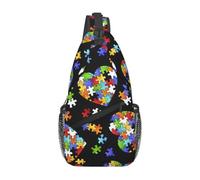Sling Bag For Men Women Autism Awareness Puzzle Pieces Heart Gym Bags Casual Waterproof Across Body Bag, For Running, Shopping, Office