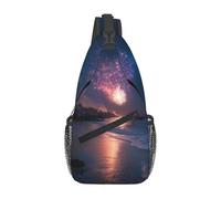 Sling Bag For Men Women Fireworks On The Coast Prints Chest Pack Lightweight Durable Small Sling Bag, For Cycling, Shopping, Daily, Travel, Running